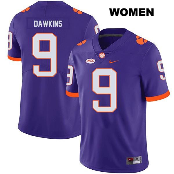 Women's Clemson Tigers #9 Brian Dawkins Jr. Stitched Purple Legend Authentic Nike NCAA College Football Jersey BYF3046DJ